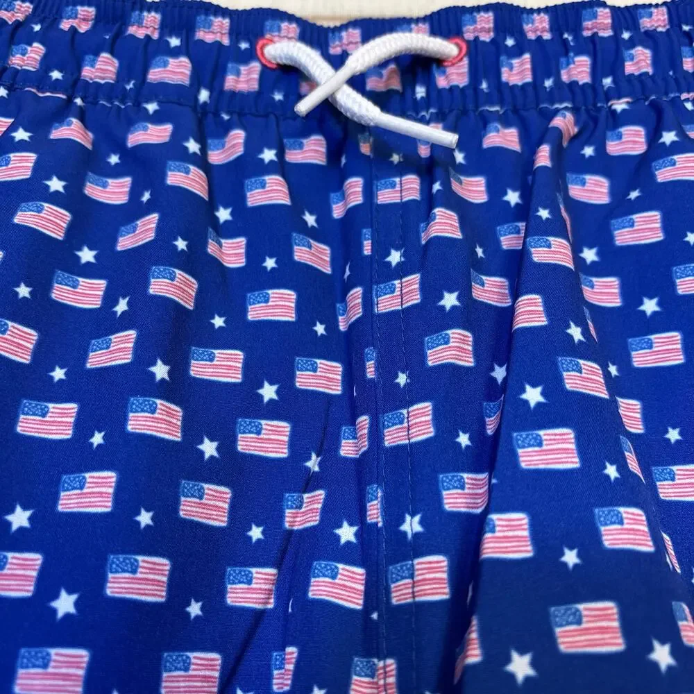 Vineyard Vines Boys Printed Chappy Trunks Medium Flag Captains Patriotic NWT